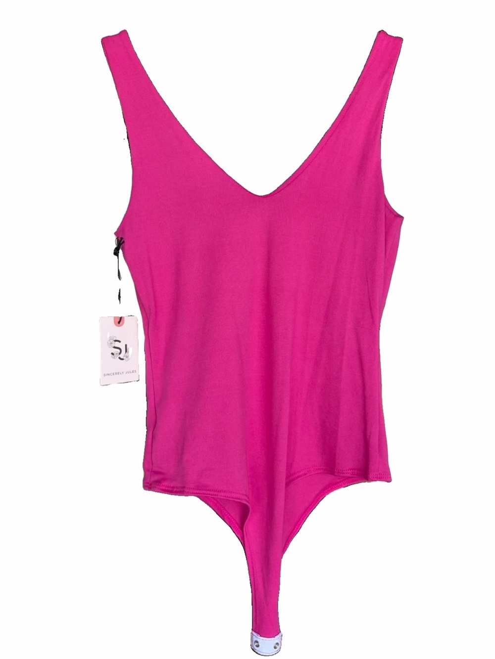 Sincerely Jules Hot Pink V-Neck Bodysuit